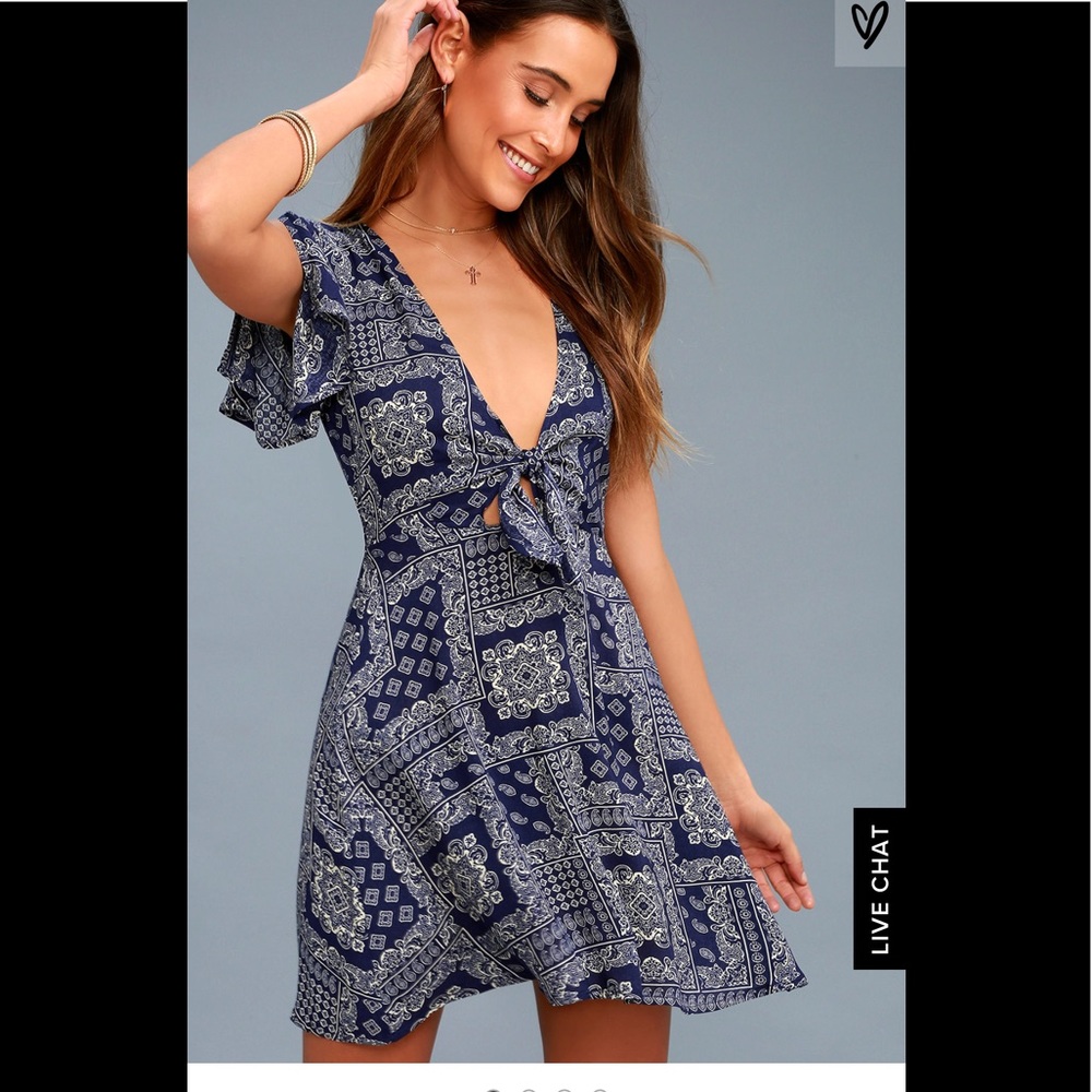 skater dress blue and white paisley print
